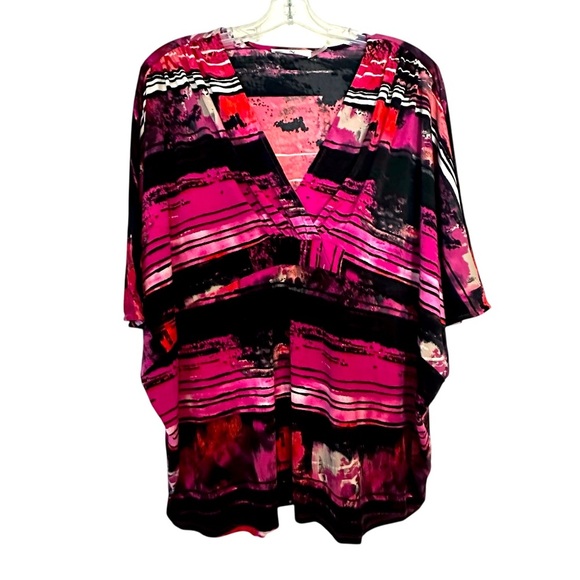 Natori New Caftan Dolman Sleeve V Neck Tunic Abstract Print Size L - Picture 1 of 5